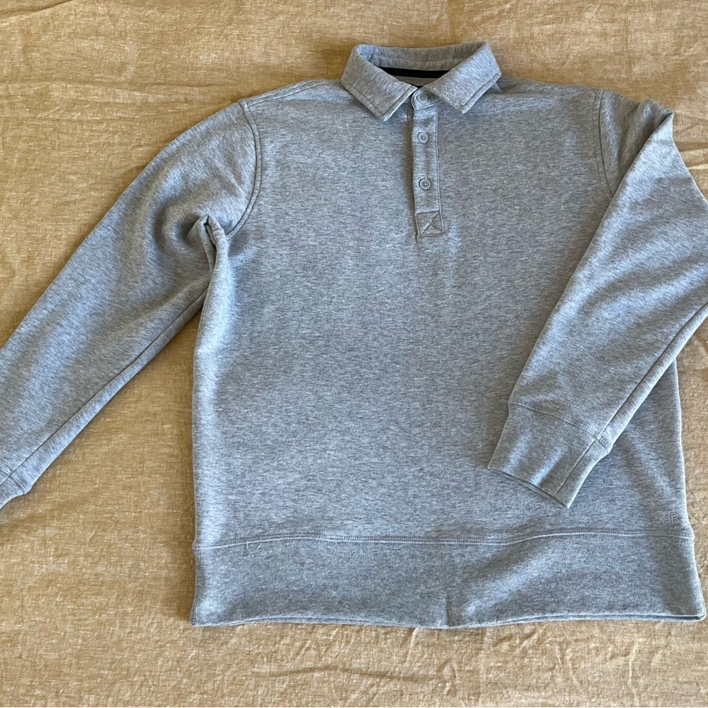 Banana Republic 3-Button Long Sleeve Soft French Terry Rugby Sweatshirt